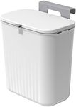 Bncxdc Kitchen Bin, Kitchen Waste Bin with Cover, Home Recycle Hanging Trash Can, Wall Mounted Rubbish Bin for Home Kitchen Cabinet Bathroom Office, 9.5 Litres Under Kitchen Counter Bin, White