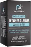 M3 Naturals Coffee and Tea Retainer Cleaner Tablets | Remove Odors, Stains, and Plaque | 4 Month Supply | FSA HSA Approved | Denture Cleanser for Coffee and Tea Lovers