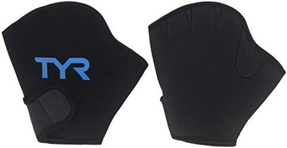 TYR Aquatic Resist Gloves, Medium, Black/Blue
