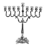 Silver Plated Candle Menorah - Fits All Standard Hanukkah Candles - Curved Branches, 7.25” High x 6.5” Wide