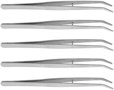 EMSea 5pcs Sewing Machine Tweezers Curved Tweezers Precision Stainless Steel 6.1 Inch Long Serger Tweezers for Craft with Serrated Tips Serrated Bent Tweezers Tips