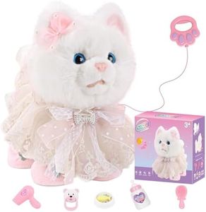 2024 Newly Toy Cat for Kids, Touch and Voice Controlled Remote Control Cat with Leash, Walking Cat Toy That Can Walk, Meow, and Wag Tail, Best Gift for Boys and Girls Aged 3 to 7 Years Old