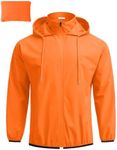 COOFANDY Mens Waterproof Rain Jacket With Hood Orange Raincoat Packable Lightweight Rain Hoodie For Cycling Hiking