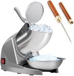 HORGELU Electric Ice Crushers 286lbs/hr Snow Cone Machine 380W Triple Blade Shaved Ice Machine 2000rpm Food-grade Stainless Steel Ice Shaver Machine Snow Cone Maker for Home and Commercial
