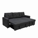 Panana 3 Seater Universal Sofabed, Pull Out Sleeper Corner Couch Bed with Storage Chaise. Gray Linen