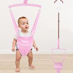 Slevoo Baby Door Jumpers, Oxford Cloth Baby Door Bouncer for 6-12 Months, Secure Clamp and Adjustable Strap Included (Pink)