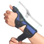 DrFinger Thumb Brace Spica Splint for Right & Left Hand, De Quervain's Tenosynovitis Splint, Breathable Wrist & Thumb Stabilizer, for Trigger Thumb, Arthritis, Tendonitis, Men and Women -Blue (S/M)