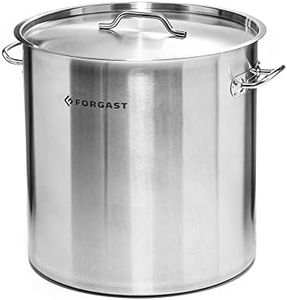 Forgast Pentola Professionale Acciaio Inox 50L Litri con Coperchio, Casseruola Pentola Capiente Induzione Gas Fornello Elettrico, Fondo Spesso Multistrato, Pentole da Ristorante, Argento
