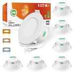 ALUSSO IP65 LED Downlights Ceiling Dimmable 10W 800LM LED Recessed Ceiling Spot Lights 3000K Warm 4000K Neutral 5700K Cool Adjustable Spotlights Ceiling Lights for Bathroom Kitchen, White, 6 Pack