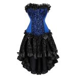 Hengzhifeng Corset and Skirt for Women Steampunk Tight Lace Overlay Bustiers Party Dress (US 12-14,Blue)