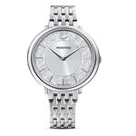 Swarovski Women's Crystalline Chic Analogue Watch, White Swarovski Crystal Wristwatch with Stainless Steel and Silver-Toned Metal Strap