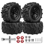 Hobbypark Pre-Glued RC Monster Truck Tires and Wheels for Arrma Granite Voltage MEGA 2WD 4X4 V3 3S BLX Brushless 1/10 Big Rock,Set of 4…