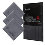 Lupin Microfiber Cleaning Cloths - 3 Pack Small, Designed for Glasses, Phone Screens, Camera Lenses, Spectacles, Sunglasses, Tablets, Smart TVs, Laptops, Silverware and Other Delicate Surfaces (Gray)