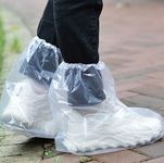 Nenluny 10 Pairs Shoe Covers Boot Covers Plastic Disposable Waterproof Shoe Covers for Men and Women Rain Outdoor Indoors Overshoes (Transparent)