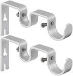 Anndason Heavy Duty Curtain Rod Brackets Double Curtain Rod Brackets Double Rod Holders 1" and 5/8" Inch Rod (Set of 2, Silver)