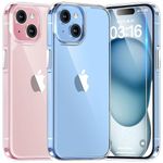 TAURI for iPhone 15 Plus Case, [3 in 1] 1X Clear Case [Not-Yellowing] with 2X Tempered Glass Screen Protector, [Militarized Drop Defense] Slim Phone Case 6.7 inch, Clear