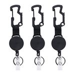 DELSWIN Retractable Badge Holders Clip, 3 Pack Heavy Duty Retractable Keychain with Multitool Carabiner,Tactical Badge Reels Key Chain with 25 Inches Steel Cord