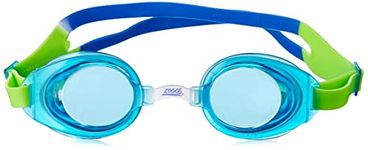 Zoggs Little Ripper Kids Swimming Goggles, UV Protection Swim Goggles, Slide Adjust Split Yoke Children’s Goggles Strap, Fog Free Pink Tinted Swim Goggle Lenses, Goggles kids 0-6 years, Aqua/Green