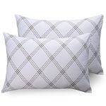 Huesland by Ahmedabad Cotton 186 TC Cotton Pillow Cover Set of 2 - White (Brandon Beige Pattern)