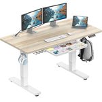 SHW 55 x 28 Inches Electric Height Adjustable Standing Desk with Drawer and Memory Preset, 140 x 71 cm, Maple