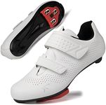 Mens Womens Cycling Shoes Compatible with Pelaton Road Bike Pelaton Shoes Riding Shoes Bicycle Pre-Installed Delta Cleats(2_White,47)