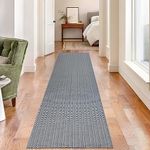 KOZYFLY Washable Runner Rug 2x8 ft Hallway Runner Kitchen Runner Rugs with Rubber Backing Bobo Entryway Runner Indoor, Carpet Runners for Hall Entrance Bedroom, Dark Grey/Light Grey