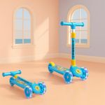 Kidsmate Speedy Kick Scooter for Kids (ISI Certified) with LED Wheel Lights, Height Adjustable Handlebar & Foldable Design & Rear Brakes for Kids of Age 3+ Years (Blue)