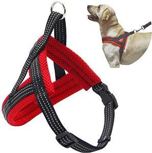 BPS® Arnés Correa para Perros Mascotas Collar Ajustable 4 Tamaños Colores para Elegir para Perro Pequeño Mediano y Grande (L, Rojo) BPS-3883R