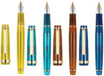 4 PCS JinHao 82 Fountain Pen Transparent Mixed Fluorescent Color Acrylic Fine Point Gold Trim with Ink Converter Set