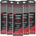 ARCCAPTAIN TIG Welding Tungsten Electrode 10-Pack 3/32"x 7"(Red - 2% Thoriated, WT20/EWth-2) X 5 Pcs