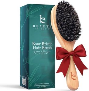 Boar Bristle Hair Brush - Natural Boars Bristle Hairbrush for Women, Men & Kids, Soft Bristles for Thin and Fine Hair, Anti-Frizz & Tangle-Free Smoothing Brush, Gentle on Scalp