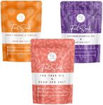 CalmGenix Foot Soak 3pcs Set - Lavender, Tea Tree & Vanilla Orange – Essential Oils & Dead Sea Salt | Helps Treat Nail Fungus, Athletes Foot | Foot Spa Bath Soak Moisturiser & Deodorizer for Hard Skin