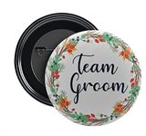 NIVARA LADKE WALE | TEAM GROOM BARATI | GROOM'S SQUAD Glossy Finished | Props Wedding Badges for Groom Family | 58MM | ROUND PIN BADGES | Batches for Reception Party, Wedding and Events