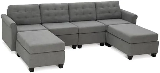 PHI VILLA Convertible Sectional Sofa for Living Room - Modular Sectional Sofa Couch with Seats Storage/Movable Ottoman