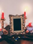 Nosadi Black Scrying Mirror Witchcraft Mirror Scrying Tools Altar Kit Supplies Divination Decorative Mirror Square Antique Dark Gold 7.1" W x 8.8" L