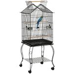 PawHut Bird Cage 57 Inch Flight Cage for Cockatiel, Conure with Rolling Stand, Pull Out Tray, Storage Shelf, Open Top, 0.75" Bar Spacing