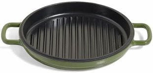 Our Place Cast Iron Hot Grill | Toxin-Free, 10.5" Round, Enameled Cast Iron Grill Pan | Indoor Serious Searing & Grill Marks | Oven Safe up to 500°F | Easy to Clean & Maintain | Sage