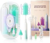 Electric Bottle Brush,Electric Baby Bottle Brush Set with Silicone Bottle/Pacifier/Straw Brush and Mixing Head, Cleaner Brush with Drying Rack, 2 Modes & 360° Rotation (Green)