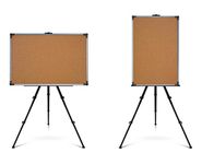 Nechams® Economy Series Cork Notice Pin-Up Board (1.5Feet x 2Feet/45cmx60cm) Combo Pack with Easel Stand (5 ft)