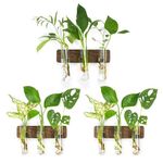 XXXFLOWER Wall Hanging Propagation Station, Test Tube Propagation Station with 9 Vase, 3 Sets Rotproof Wood Stand, Hanging Plant Flower Vases for Hydroponics,Plant lovers, Home Decoration