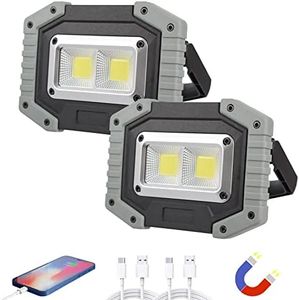 OTYTY Work Light Rechargeable, LED Work Light Portable Flood Lights Magnetic LED Light for Outdoor Camping Hiking Emergency Car Repairing Job Site Lighting 2 Pack(W840 Grey)