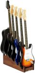 STRICH Wooden Guitar Stand for Multiple Guitars, 5-Holder, Front Display Space-Saving Floor Guitar Rack for Home, Studio, Stage, Walnut Color, L-4E1AW (For 4 Electric+1 Acoustic)