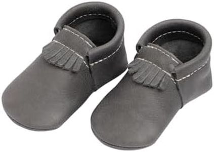 Freshly Picked First Pair City Leather Moccasins - Unisex Baby Shoes, Soft Sole, Crib Shoes Slate