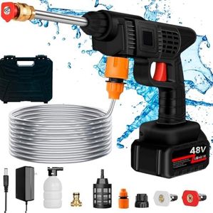 Zancia Cordless Car Washer High Pressure Gun - Car Washing 48V Rechargeable Electric Pressure Washer Gun Bike, Car Washing Pump, Portable Car Washer with Adjustable 3 in 1 Nozzle and 5M Pipe. (Black)