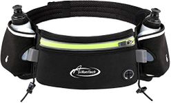 AiRunTech Upgraded No Bounce Hydration Belt Can be Cut to Size Design Strap for Any Hips for Men Women Running Belt with Water Bottle Holder with Large Pocket Fits Most Smartphones (Green)