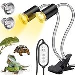 ZOYDP Tortoise Heat Lamp, Reptile Heat Lamp with 2 * 50W UVA UVB Heat Bulb, Basking Lamp for Tortoise with 360° Adjustable Holder Clip Metal Gooseneck for Aquarium, Lizard, Turtles, Snakes