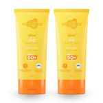 Aqualogica Glow+ Dewy Lightweight & Hydrating All Skin Type Sunscreen With Spf 50+ & Pa++++ For Uva/B & Blue Light Protection & No White Cast - 80G Pack Of 2