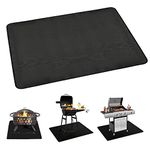 Fire Pit Mat Heat Proof Rectangle Silicone Mat for Outdoor Patio Deck Grass Lawn Protection - Folding and Portable Large Heat Shield Grill Fireproof Mat BBQ Camping Bonfires Utensils - Black 45*37cm