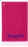 Personalized Golf Towel with Embroidered Name 16"x26" - Custom Golf Towels for Golf Bags for Men and Women - Cotton Plush Velour Towels with Clip - Golf Accessories Gifts for Golfers - Hot Pink