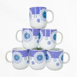 Femora Handcrafted Ceramic Coffee & Tea Cup Set of 6, 180 ML, Atomic Star Design Tea Cups, Stackable, Chip Resistant, Large Serving Coffee Cup, Ideal Coffee Mug for Gift-Blue